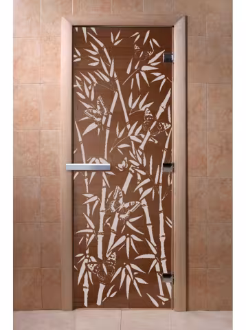 Дверь для бани и сауны Doorwood "Бамбук и бабочки бронза" 700х1800 мм