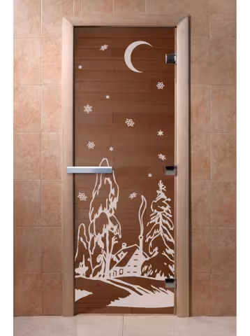 Дверь для бани и сауны Doorwood "Зима бронза" 800х1800 мм