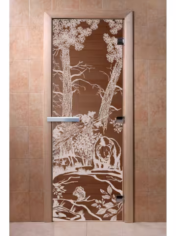 Дверь для бани и сауны Doorwood "Мишки бронза" 700х2100 мм