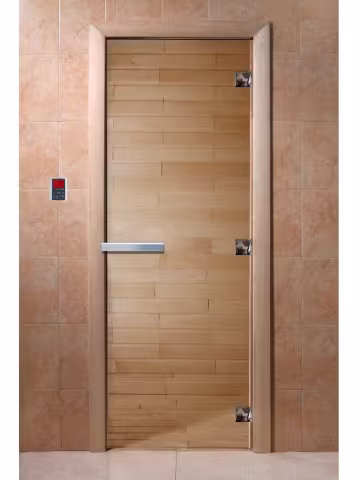 Дверь для бани и сауны Doorwood "Прозрачная" 600х1900 мм