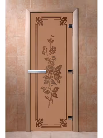 Дверь для бани и сауны Doorwood "Розы бронза матовая" 800х1900 мм
