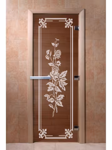 Дверь для бани и сауны Doorwood "Розы бронза" 700х2000 мм