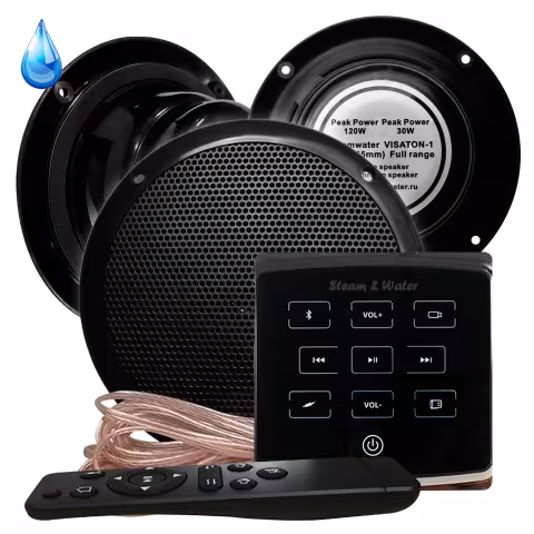 Комплект влагостойкой акустики для бани, сауны и хамама SteamWater Black ECO VISATON 3
