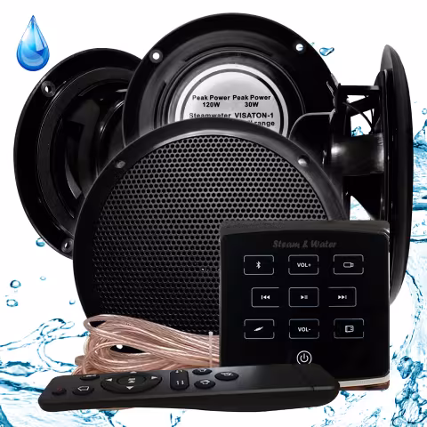 Комплект влагостойкой акустики для бани, сауны и хамама SteamWater Black ECO VISATON 4