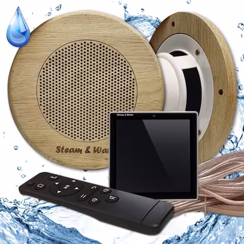 Комплект влагостойкой акустики Steam&Water Sauna Standart Sensor SW 2 Black (круглая решетка)