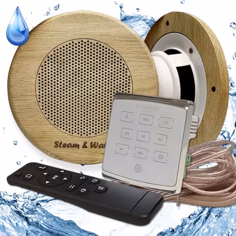 Комплект влагостойкой акустики для бани и сауны - Steam&Water2 White ECO SAUNA (круглая решетка)