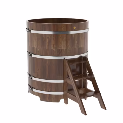 Купель круглая BentWood из сращенных ламелей, лиственница морёная 1170х1400 мм