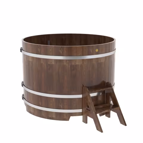 Купель круглая BentWood из сращенных ламелей, лиственница морёная 1500х1100 мм