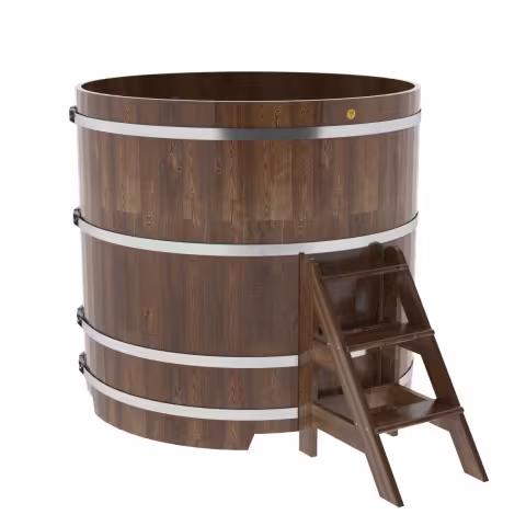 Купель круглая BentWood из сращенных ламелей, лиственница морёная 1500х1400 мм