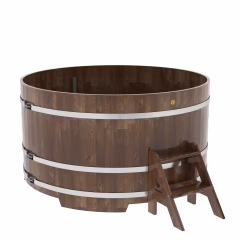 Купель круглая BentWood из сращенных ламелей, лиственница морёная 1800х1000 мм