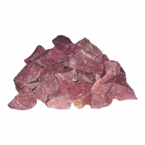 Камни для печей Малиновый кварцит колотый (коробка 20кг)