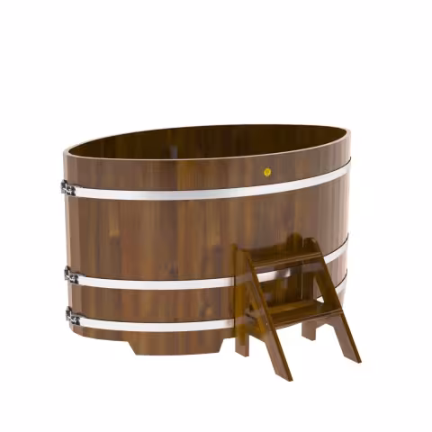 Купель овальная BentWood из лиственницы овальная, морёная рустик 1080х1750х1100 мм