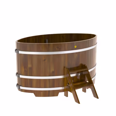 Купель овальная BentWood из лиственницы овальная, морёная рустик 1120х1830х1000 мм
