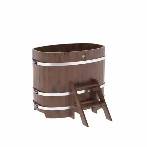 Купель овальная BentWood из дуба овальная, морёный рустик 760х1160х1100 мм