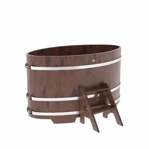 Купель овальная BentWood из дуба овальная, морёный рустик 920х1660х1200 мм