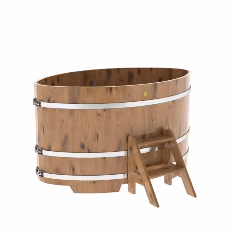 Купель овальная BentWood из дуба овальная, натуральный рустик 1080х1750х1100 мм