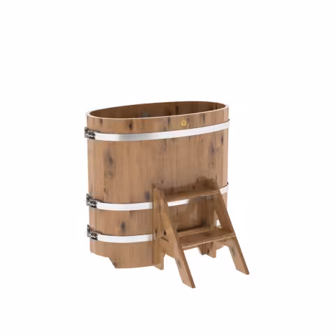 Купель овальная BentWood из дуба овальная, натуральный рустик 590х1060х1100 мм