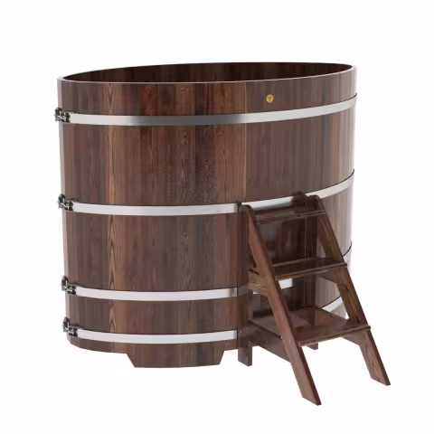 Купель овальная BentWood из лиственницы овальная, морёная премиум 1080х1750х1400 мм