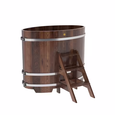 Купель овальная BentWood из лиственницы овальная, морёная премиум 800х1420х1200 мм