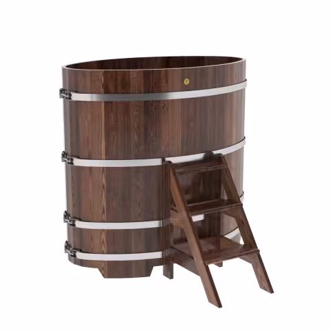 Купель овальная BentWood из лиственницы овальная, морёная премиум 800х1420х1400 мм