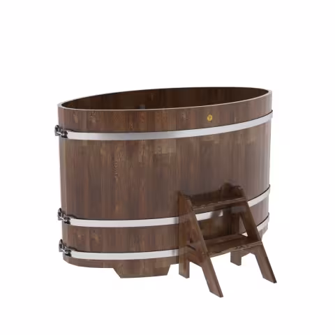 Купель овальная BentWood из лиственницы овальная, морёная премиум 920х1660х1100 мм