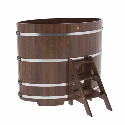 Купель овальная BentWood из дуба овальная, морёный 1080х1750х1400 мм