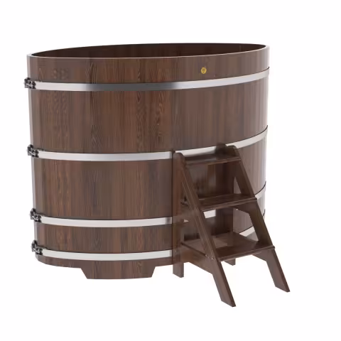 Купель овальная BentWood из дуба овальная, морёный 1120х1830х1400 мм