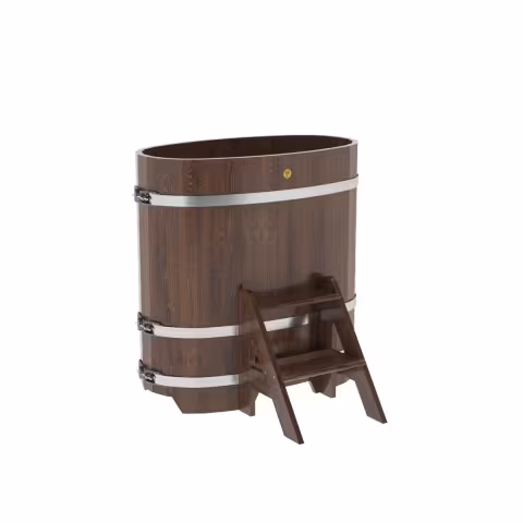 Купель овальная BentWood из дуба овальная, морёный 590х1060х1100 мм