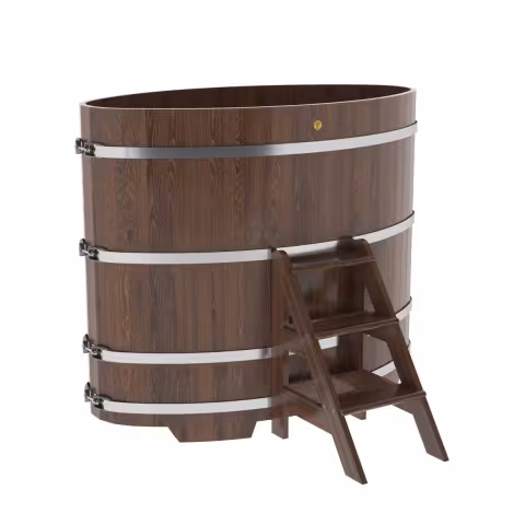 Купель овальная BentWood из дуба овальная, морёный 920х1660х1400 мм