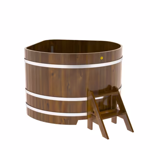 Купель угловая BentWood из лиственницы угловая, морёная рустик 1370х1370х1200 мм