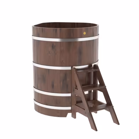 Купель угловая BentWood из дуба угловая, морёный рустик 1030х1030х1400 мм