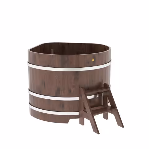 Купель угловая BentWood из дуба угловая, морёный рустик 1190х1190х1000 мм