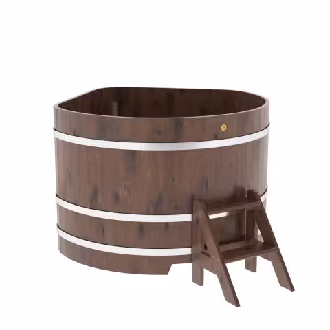 Купель угловая BentWood из дуба угловая, морёный рустик 1370х1370х1000 мм