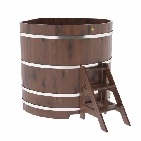 Купель угловая BentWood из дуба угловая, морёный рустик 1370х1370х1400 мм