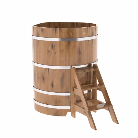 Купель угловая BentWood из дуба угловая, натуральный рустик 1030х1030х1400 мм