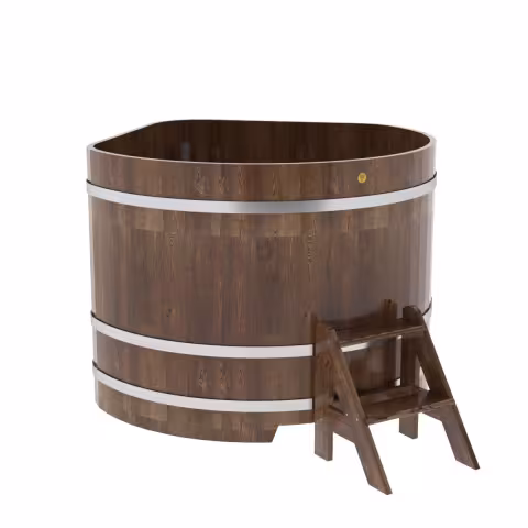 Купель угловая BentWood из сращенных ламелей лиственницы угловая, морёная 1370х1370х1100 мм