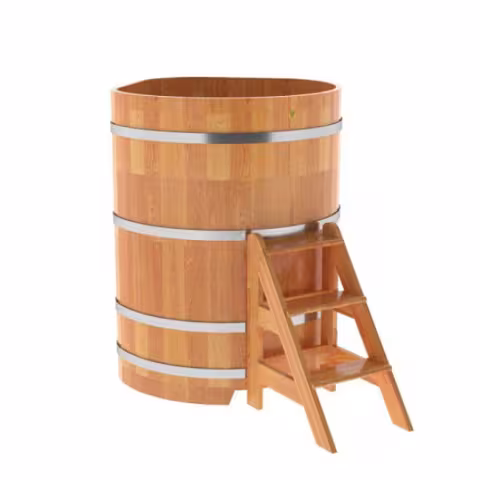 Купель угловая BentWood из сращенных ламелей лиственницы угловая, натуральная 1030х1030х1400 мм
