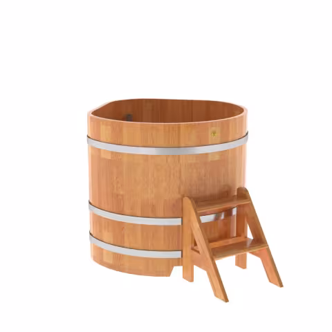 Купель угловая BentWood из сращенных ламелей лиственницы угловая, натуральная 1370х1370х1000 мм