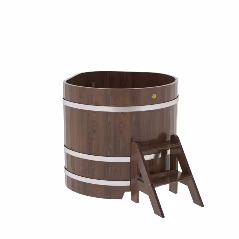 Купель угловая BentWood из дуба угловая, морёный 1030х1030х1000 мм