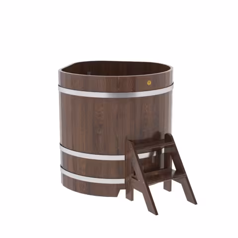 Купель угловая BentWood из дуба угловая, морёный 1030х1030х1100 мм