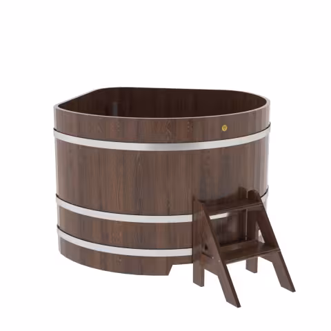 Купель угловая BentWood из дуба угловая, морёный 1370х1370х1000 мм
