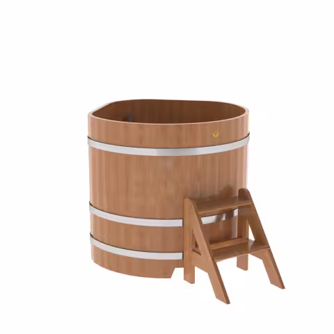 Купель угловая BentWood из дуба угловая, натуральный 1190х1190х1000 мм