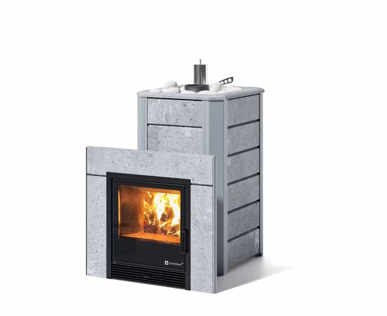Дровяная печь EASYSTEAM Ялта 15/2024 (в облицовке из камня) сталь AISI 430 талькохлорит