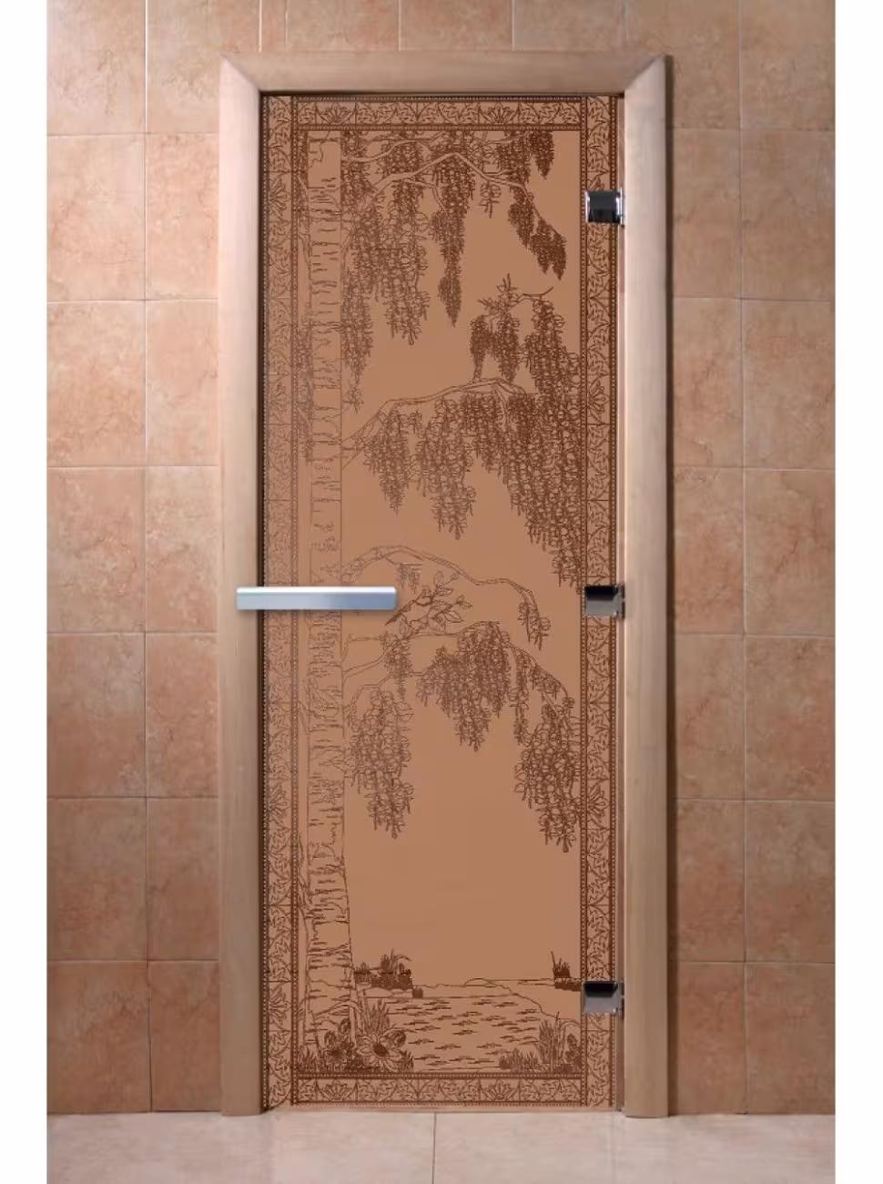 Дверь для бани и сауны Doorwood "Березка бронза матовая" 600х1800 мм