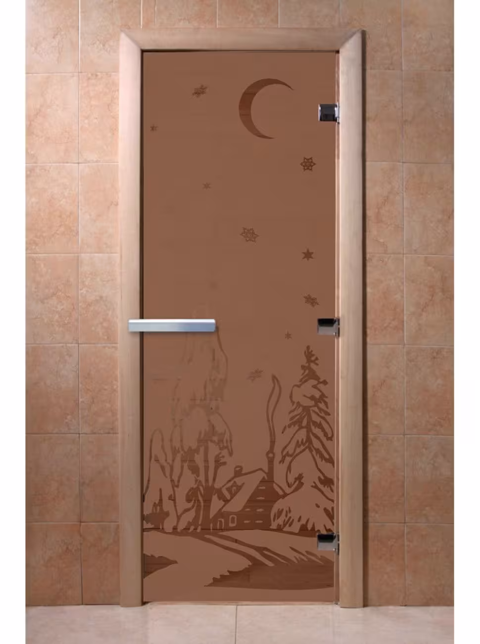 Дверь для бани и сауны Doorwood "Зима бронза матовая" 700х1900 мм