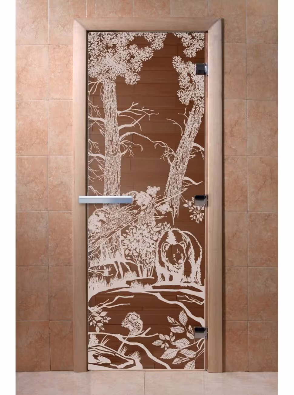 Дверь для бани и сауны Doorwood "Мишки бронза" 800х1900 мм