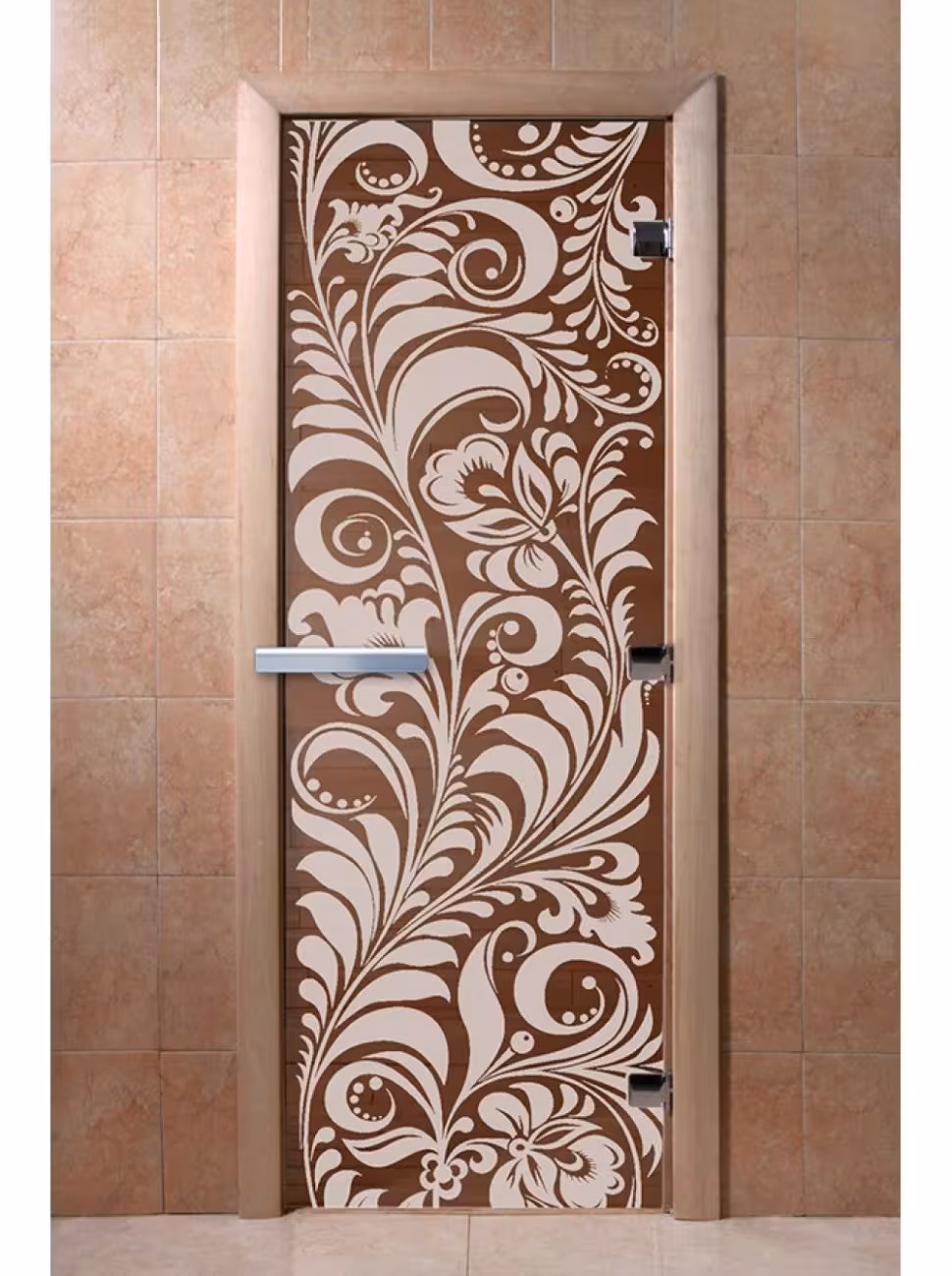 Дверь для бани и сауны Doorwood "Хохлома бронза" 800х1800 мм
