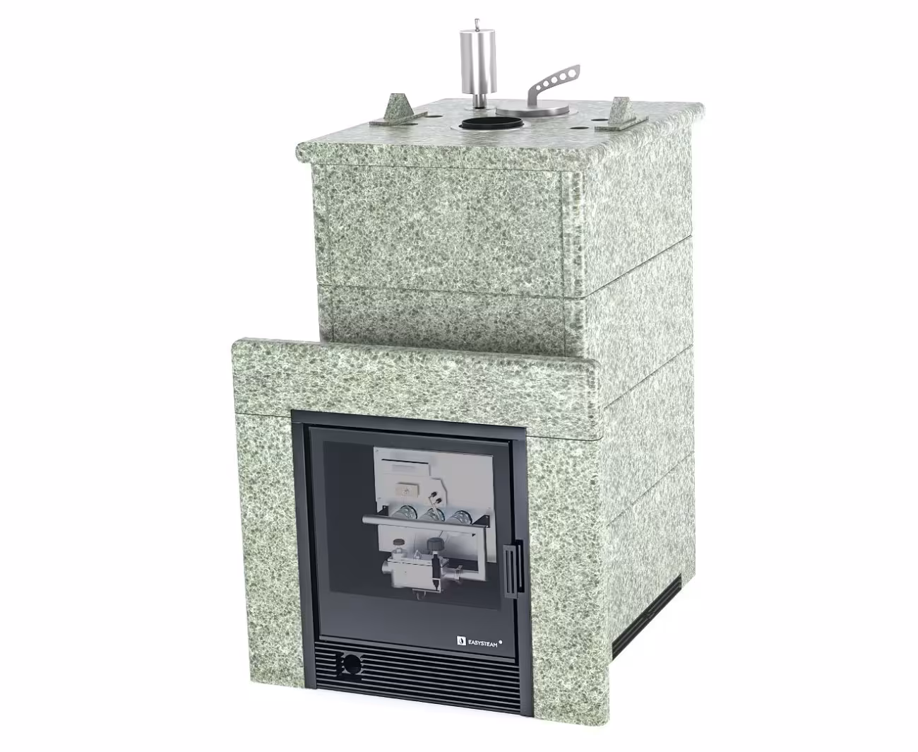 Газо-дровяная печь EASYSTEAM Сочи (в полноценном кожухе) сталь AISI 430 комплектация с САБК-40 жадеит