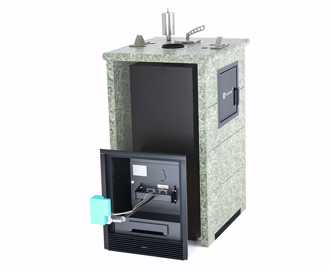 Газо-дровяная печь EASYSTEAM Сочи М2 (в трехстороннем кожухе) сталь AISI 321 комплектация с ГГУ-40 жадеит