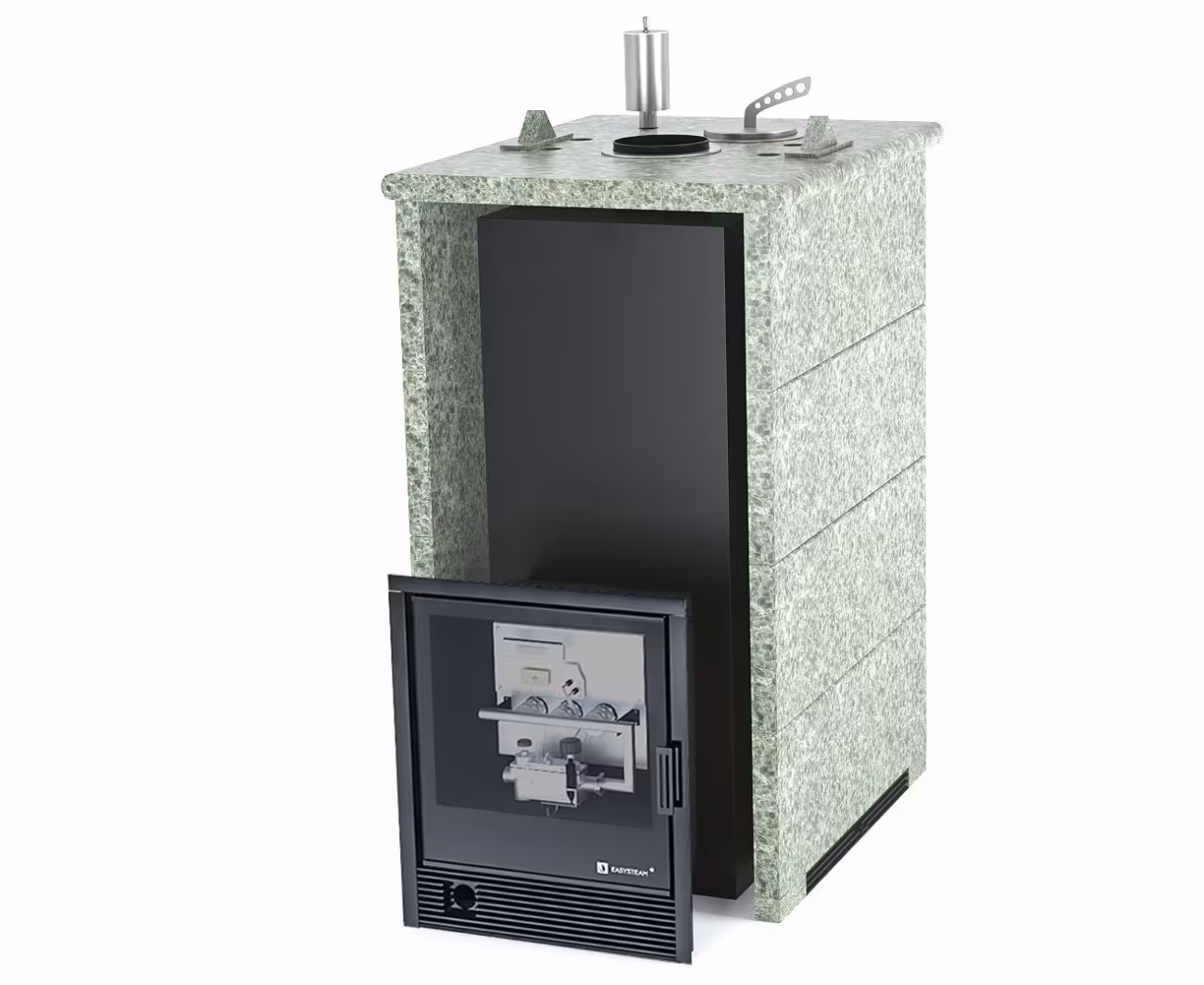 Газо-дровяная печь EASYSTEAM Геленджик (в трехстороннем кожухе) сталь AISI 321 комплектация с САБК-40 жадеит